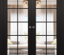 Avon 10 Lite Clear Black Matte Modern Interior Double Pocket Doors by Belldinni