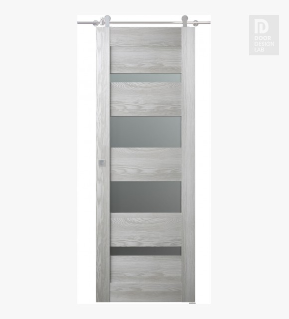 Avon 07-01 Vetro Ribeira Ash Modern Interior Barn Door by Belldinni
