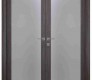 Palladio 207 Vetro Gray Oak Modern Interior Double Swing Doors by Belldinni