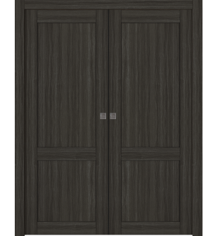 Shaker 2 Panel Gray Oak Double pocket doors