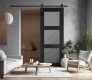 Avon 3 Lite Vetro Black Matte Barn doors