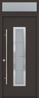 MODERN FRONT STEEL DOOR ARGOS BROWN/WHITE 37 7/16" X 95 11/16" RHI + TRANSOM