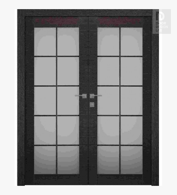 Avanti 10 Lite Vetro Black Apricot Modern Interior Double Swing Doors by Belldinni