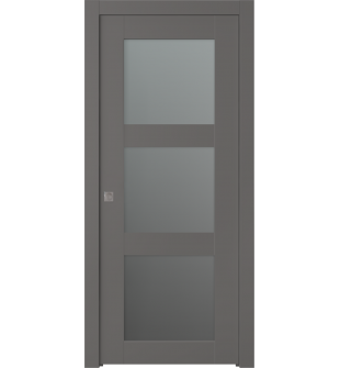 Avon 3 Lite Vetro Gray Matte Pocket doors