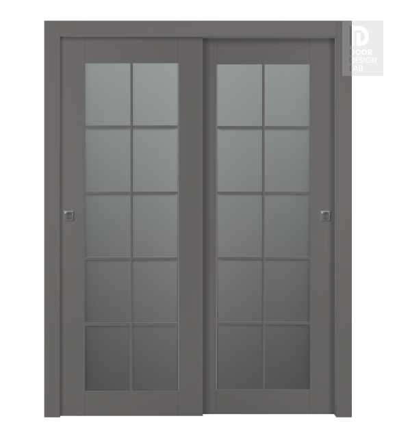 Avon 10 Lite Vetro Gray Matte Modern Interior Bypass Doors by Belldinni