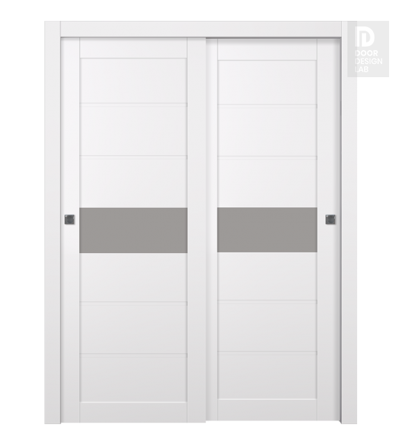 Edna Vetro Snow White Modern Interior Bypass Doors by Belldinni