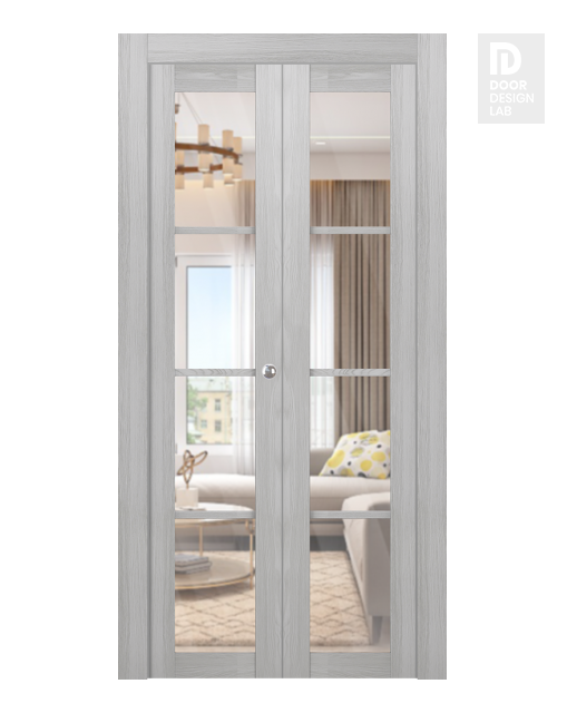 Avon 4 Lite Clear Vetro Ribeira Ash Modern Interior Bifold Doors by Belldinni