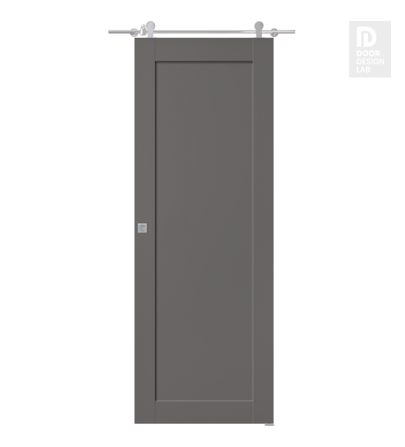 Shaker 1 Panel Gray Matte Modern Interior Barn Door by Belldinni
