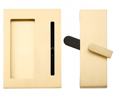 EMTEK BARN PRIVACY LOCK WITH FLUSH PULL PRIVACY SATIN BRASS (US4) 222202