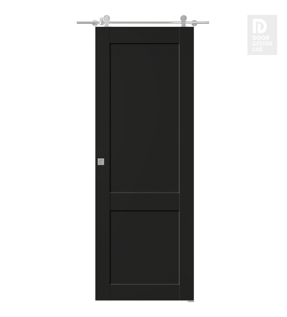 Shaker 2 Panel Black Matte Modern Interior Barn Door by Belldinni