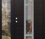 Modern Steel Front Door DIAMOND A9 50" X 80" BLACK/BLACK CLEAR GLASS PANEL STAINLESS STEEL RHI WITH SIDELITE CLEAR GLASS