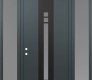 Modern Steel Front Door DIAMOND A4 68" X 96" ANTHRACITE/ANTHRACITE FROSTED GLASS PANEL BLACK RHI WITH 2 SIDELITES AND TRANSOM FROSTED GLASS