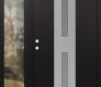 Modern Steel Front Door DIAMOND A6 50" X 80" BLACK/WHITE FROSTED GLASS PANEL STAINLESS STEEL RHI WITH SIDELITE CLEAR GLASS