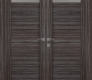 Perla Vetro Gray Oak Modern Interior Double Swing Doors by Belldinni