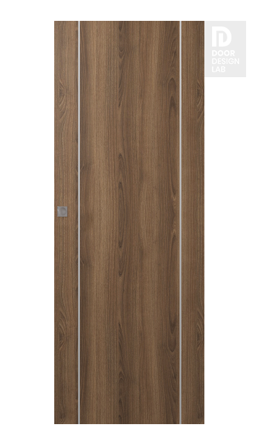 Optima 2U Pecan Nutwood Modern Interior Hidden Barn Door by Belldinni