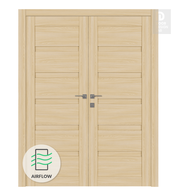 Louver Loire Ash Modern Interior Double Swing Doors by Belldinni