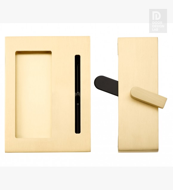 Modern Steel Front Door EMTEK BARN PRIVACY LOCK WITH FLUSH PULL PRIVACY SATIN BRASS (US4) 222202