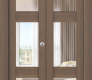 Avon 3 Lite Clear Vetro Pecan Nutwood Modern Interior Bifold Doors by Belldinni