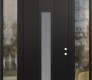 Modern Steel Front Door DIAMOND A1 64" X 96" BLACK/WHITE FROSTED GLASS PANEL BLACK LHI WITH 2 SIDELITES AND TRANSOM CLEAR GLASS