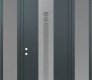 Modern Steel Front Door DIAMOND A4 68" X 96" ANTHRACITE/ANTHRACITE FROSTED GLASS PANEL STAINLESS STEEL RHI WITH 2 SIDELITES AND TRANSOM FROSTED GLASS