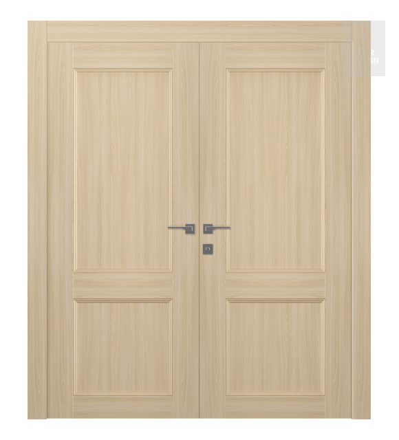 Oxford Uno 07 R Loire Ash Modern Interior Double Swing Doors by Belldinni