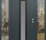 Modern Steel Front Door DIAMOND A1 60" X 80" ANTHRACITE/ANTHRACITE FROSTED GLASS PANEL BLACK LHI WITH 2 SIDELITES CLEAR GLASS