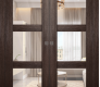 Avon 3 Lite Clear Vetro Veralinga Oak Modern Interior Double Pocket Doors by Belldinni