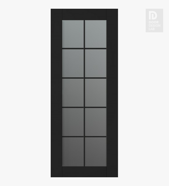 Avon 10 Lite Vetro Black Matte Modern Interior Hidden Barn Door by Belldinni