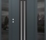 Modern Steel Front Door DIAMOND A8 68" X 80" ANTHRACITE/ANTHRACITE FROSTED GLASS PANEL BLACK RHI WITH 2 SIDELITES MIRRORED GLASS