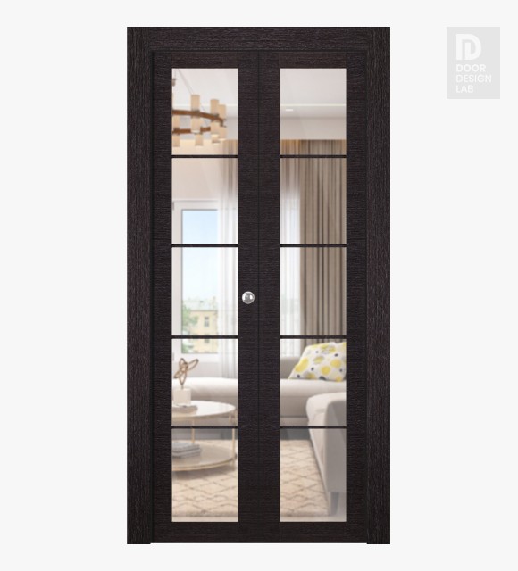 Avanti 5 Lite Clear Vetro Black Apricot Modern Interior Bifold Doors by Belldinni