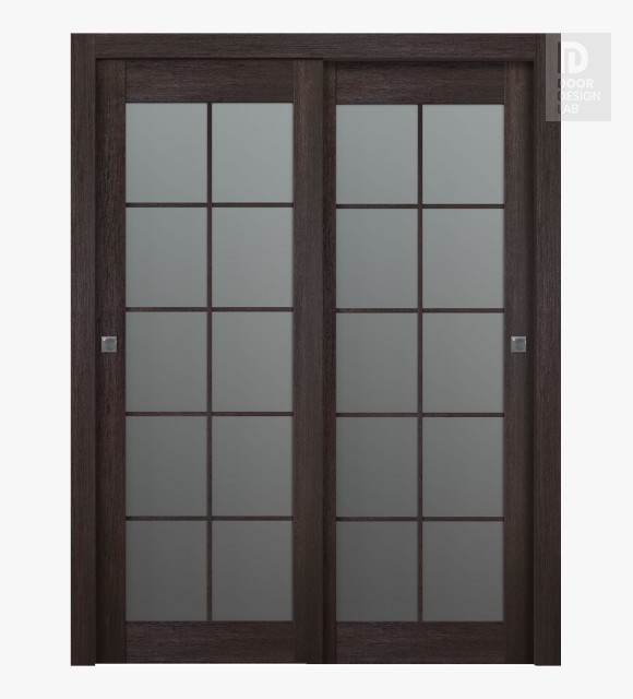 Avon 10 Lite Vetro Veralinga Oak Modern Interior Bypass Doors by Belldinni