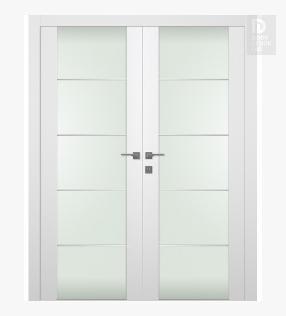 Palladio 202 4H Vetro Bianco Noble Modern Interior Double Swing Doors by Belldinni