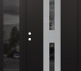 Modern Steel Front Door DIAMOND A6 48" X 80" BLACK/BLACK MIRRORED GLASS PANEL STAINLESS STEEL RHI WITH SIDELITE MIRRORED GLASS