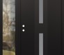 Modern Steel Front Door DIAMOND A6 50" X 80" BLACK/WHITE FROSTED GLASS PANEL BLACK RHI WITH SIDELITE CLEAR GLASS