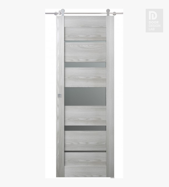 Avon 07-03 Vetro Ribeira Ash Modern Interior Barn Door by Belldinni