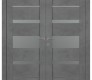Avon 07-03 Vetro Dark Urban Modern Interior Double Swing Doors by Belldinni