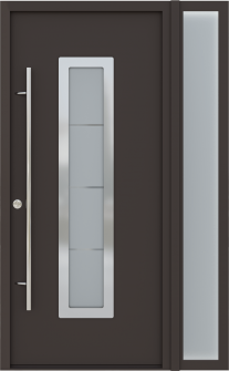 MODERN FRONT STEEL DOOR ARGOS BROWN/WHITE 49 1/4" X 81 11/16" RHI + SIDELITE RIGHT