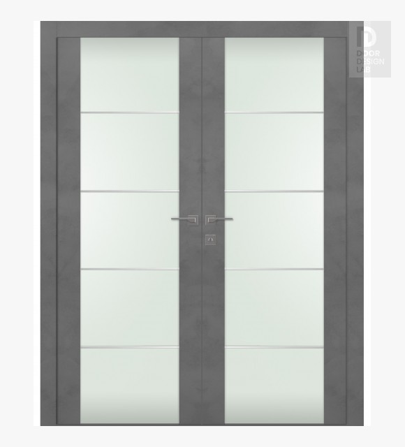 Avon 202 4H Vetro Dark Urban Modern Interior Double Swing Doors by Belldinni