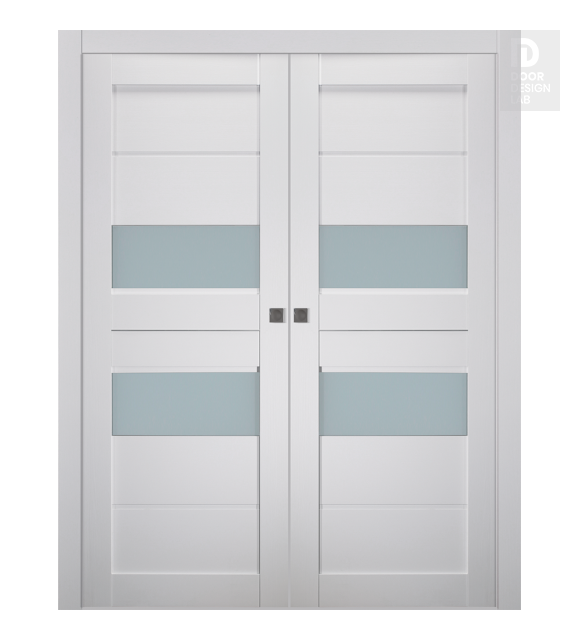 Dessa Vetro Bianco Noble Modern Interior Double Pocket Doors by Belldinni