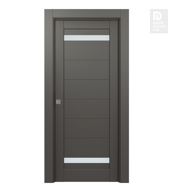 Perla Vetro Gray Matte Modern Interior Pocket Door by Belldinni