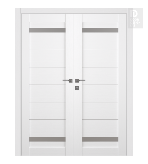 Perla Vetro Bianco Noble Modern Interior Double Swing Doors by Belldinni