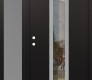 Modern Steel Front Door DIAMOND A1 48" X 80" BLACK/BLACK CLEAR GLASS PANEL STAINLESS STEEL RHI WITH SIDELITE FROSTED GLASS