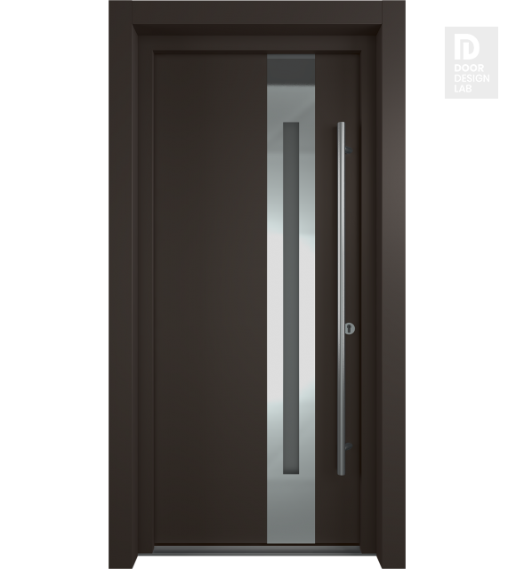 MODERN FRONT STEEL DOOR ZEPHYR BROWN/WHITE 37 7/16" X 81 11/16" LHI + HARDWARE