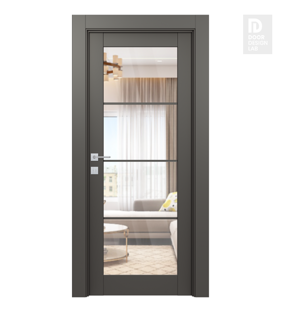 Avon 4 Lite Clear Vetro Gray Matte Modern Interior Door by Belldinni
