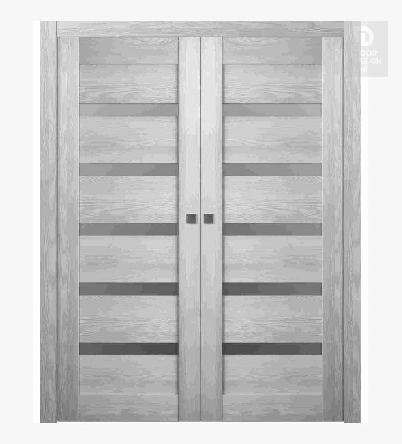 Avon 07-04 Vetro Ribeira Ash Modern Interior Double Pocket Doors by Belldinni