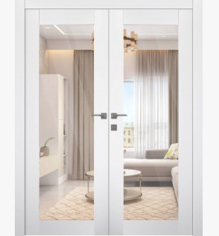 Smart Pro 207 Clear Vetro Polar White Double doors