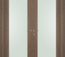 Avon 207 Vetro Pecan Nutwood Modern Interior Double Swing Doors by Belldinni