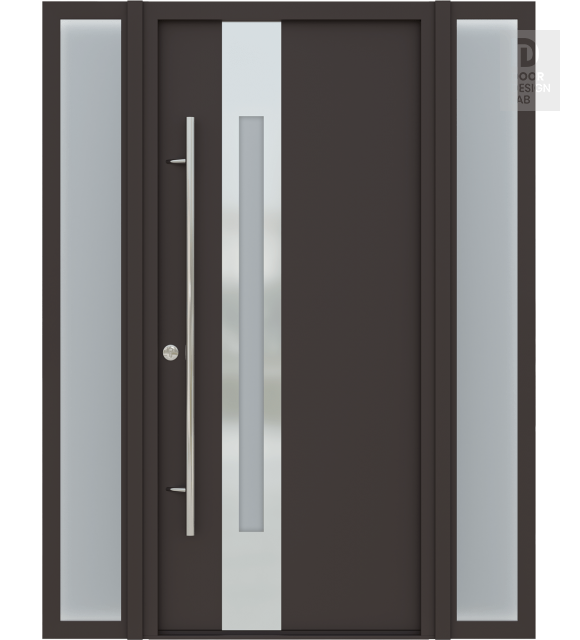 MODERN FRONT STEEL DOOR WITH SIDELITES ZEPHYR BROWN/WHITE 61 1/16" X 81 11/16" RHI