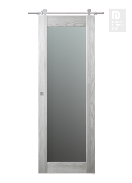 Avon 207 Vetro Ribeira Ash Modern Interior Barn Door by Belldinni