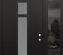 Modern Steel Front Door DIAMOND A9 50" X 96" BLACK/WHITE FROSTED GLASS PANEL BLACK LHI WITH SIDELITE AND TRANSOM MIRRORED GLASS